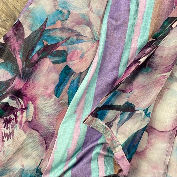 Soft Surroundings Kimono Women XS Colorful Long Sleeve Open Front Layered Rayon - Picture 4 of 10